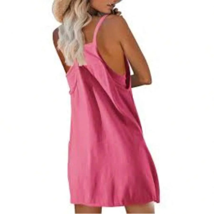 Women’s Tennis Dress with Shorts – Sleeveless Athletic Mini Dress