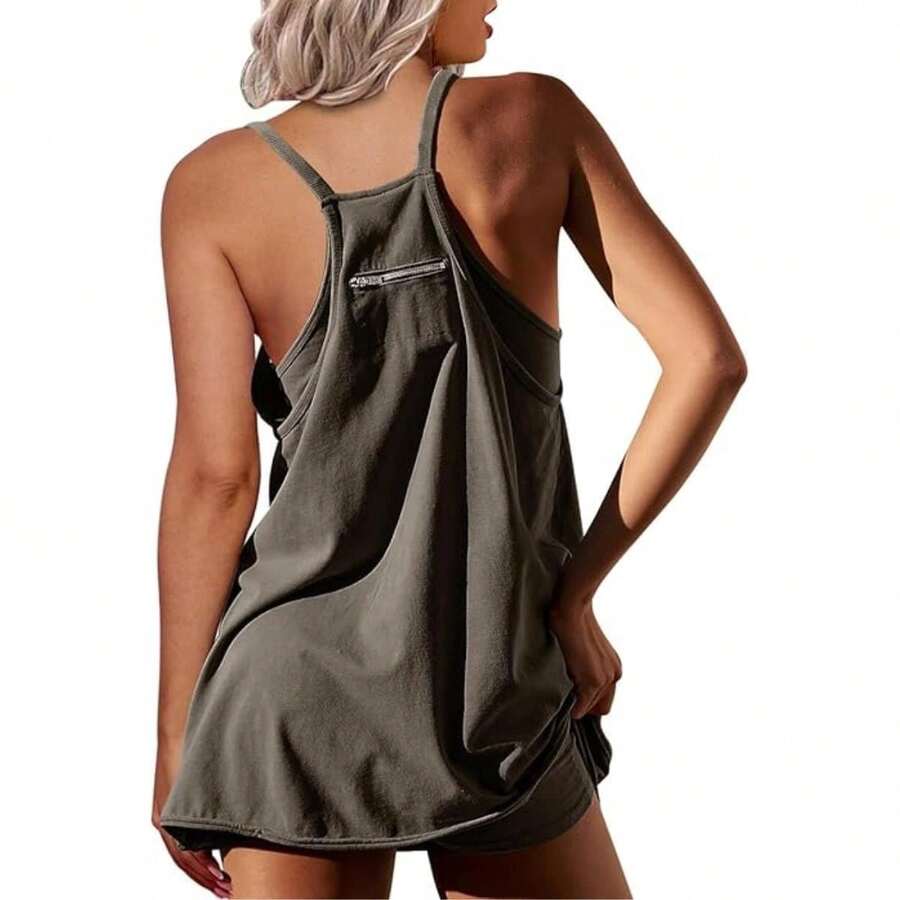 Women’s Tennis Dress with Shorts – Sleeveless Athletic Mini Dress