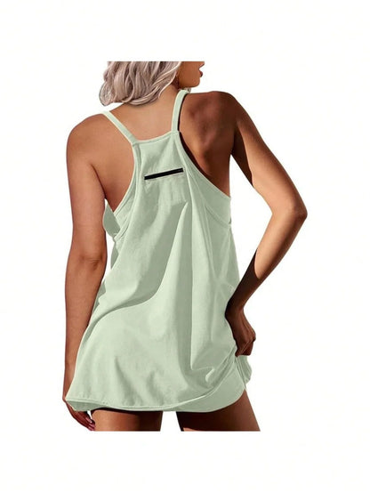 Women’s Tennis Dress with Shorts – Sleeveless Athletic Mini Dress