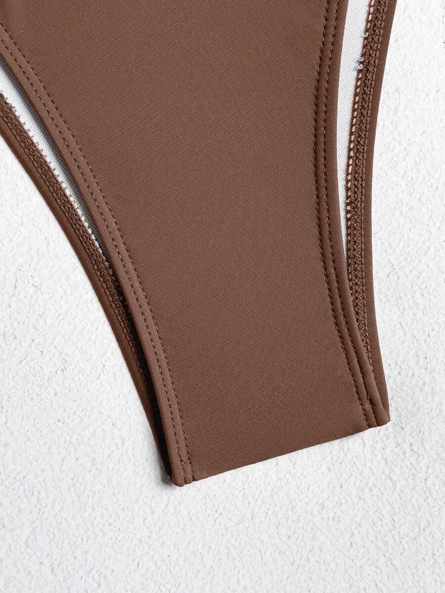 Swim Vcay Solid Color Bikini Swimming Suit For Beach Vacation, Strapless, Wireless For Summer