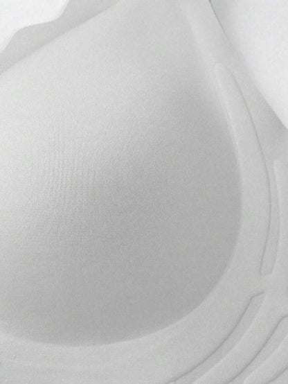 Grey Seamless Nursing Bra - Comfortable Wireless Maternity Bralette with Adjustable Straps and Medium Support Knitted Fabric