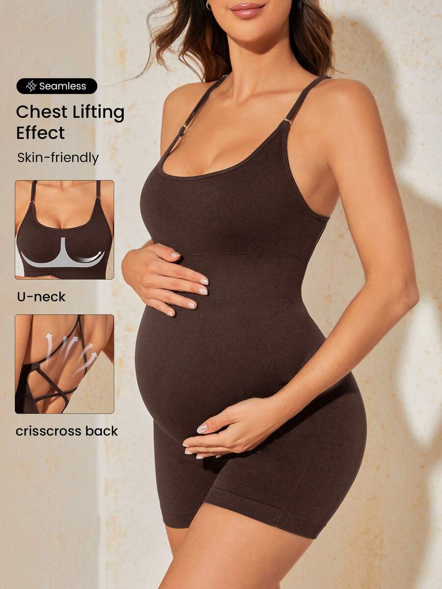 Double-Layer Sleeveless Maternity Jumpsuit - Comfortable Summer Fitted Wear