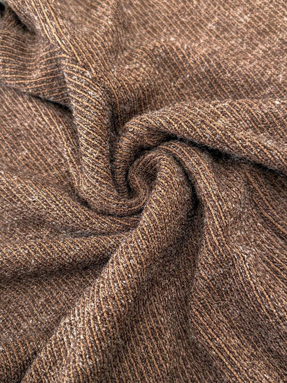 Maternity Brown Ribbed Shorts - Adjustable Waist Casual Knit Mid-Thigh Fit