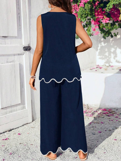 Maternity Round Neck Sleeveless Green 2 Piece Set Minimalist Camisole and Cropped Pants Casual Summer Outfit
