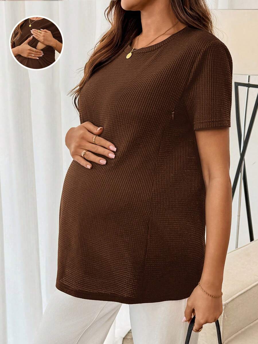 Maternity Nursing Top – Casual Short Sleeve Summer Shirt