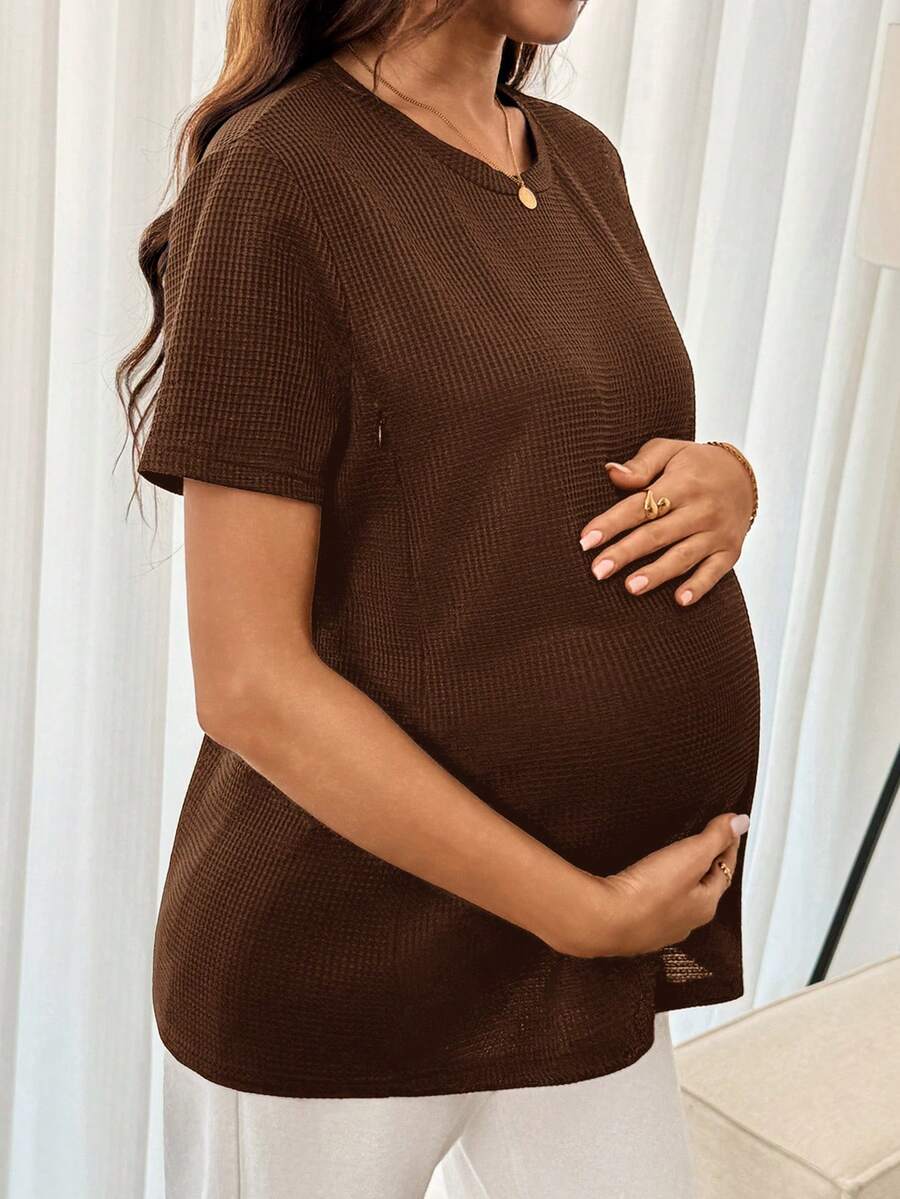 Maternity Nursing Top – Round Neck Short Sleeve Daily Wear