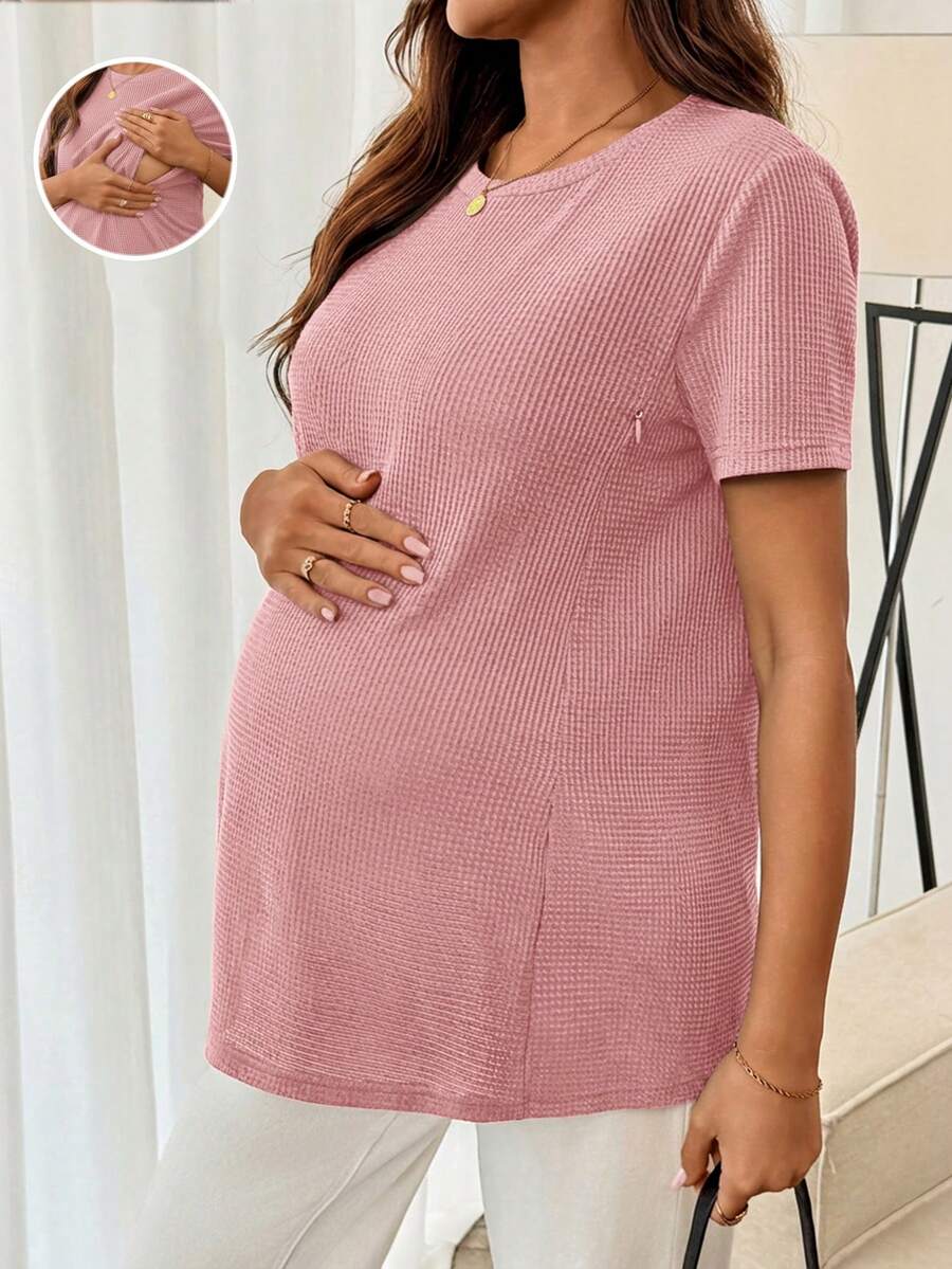 Maternity Nursing Top – Round Neck Short Sleeve Daily Wear