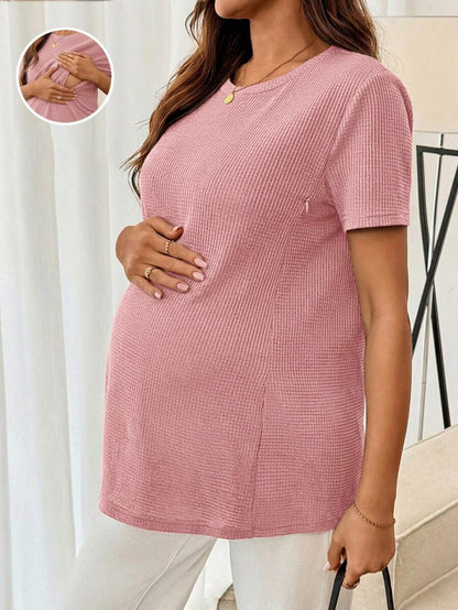 Maternity Nursing Top – Casual Short Sleeve Summer Shirt