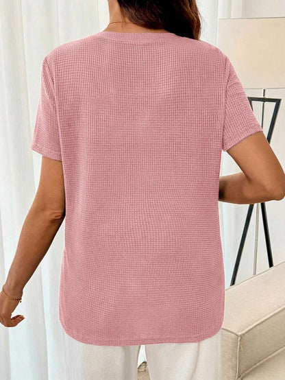 Black Short Sleeve Maternity Nursing Top with Zipper Detail Loose Fit Round Neck Soft Knitted Casual Home Wear Shirt