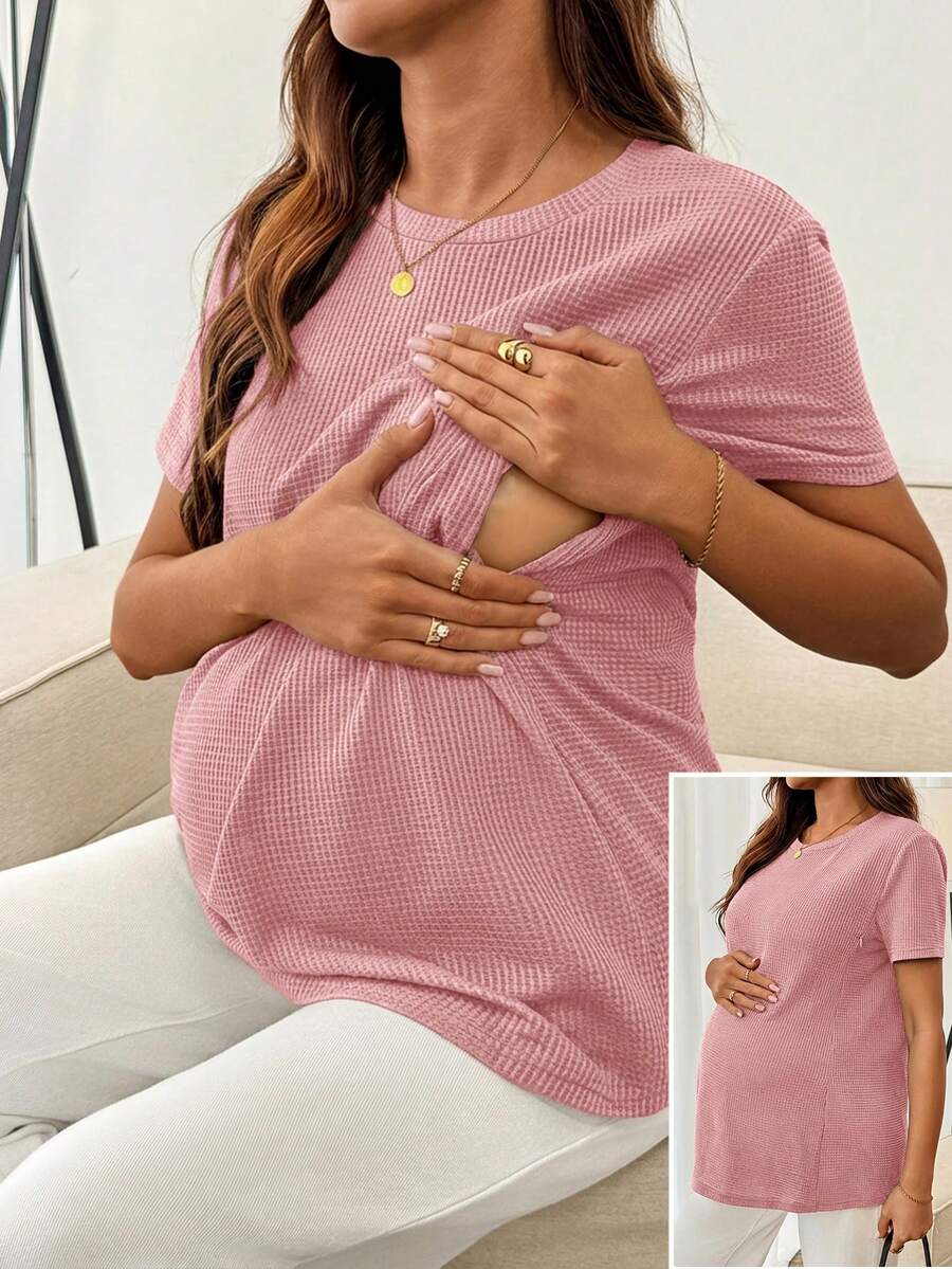 Maternity Nursing Top – Round Neck Short Sleeve Daily Wear
