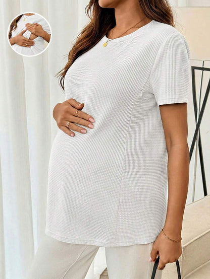 Maternity Nursing Top – Round Neck Short Sleeve Daily Wear
