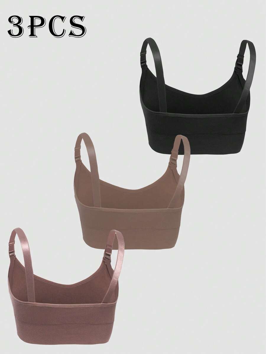 3-Pack Seamless Nursing Bra Set - High Rise Wireless Maternity Bras with Adjustable Straps and Medium Stretch