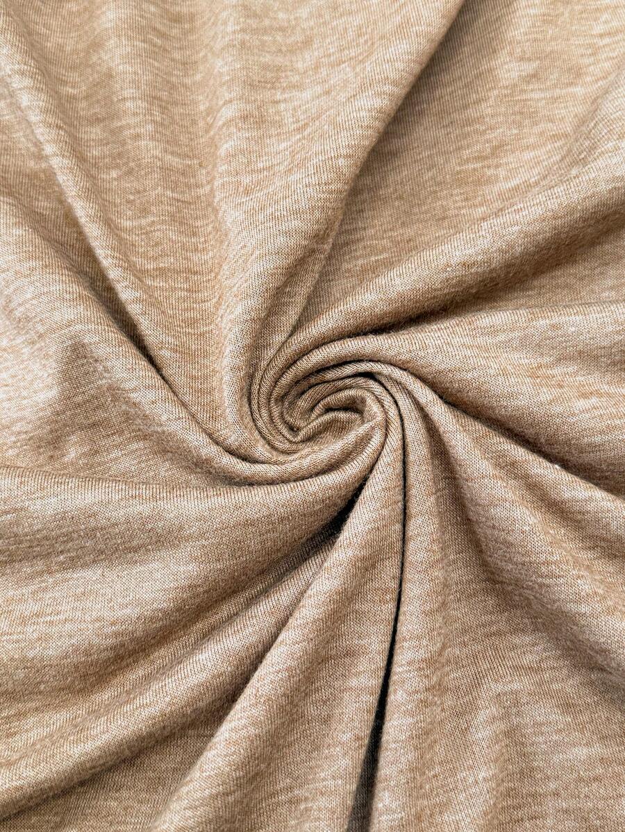Maternity Khaki Round Neck Ruffle Sleeve A-Line Mini Dress - Slim Fit High Waist Casual Beach Sundress