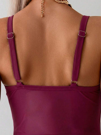 Maternity One-Piece Swimsuit - Petal Hollow Out Vacation Beach Swimwear