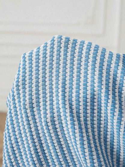 Maternity V-Neck Single-Breasted Striped Tank Top Slim Fit Baby Blue Knitted Sleeveless Shirt for Casual Street Style