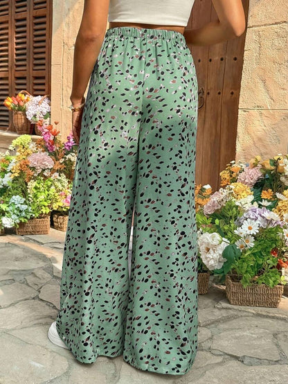 Leopard Print Wide Leg Maternity Pants Ultra High Waist Loose Fit Apricot Boho Flowy Long Trousers for Pregnancy Casual Vacation