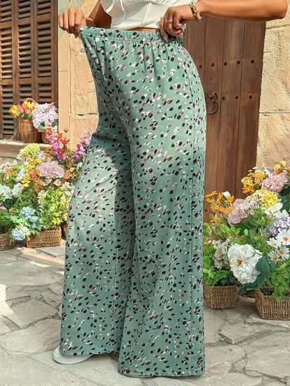 Leopard Print Wide Leg Maternity Pants Ultra High Waist Loose Fit Apricot Boho Flowy Long Trousers for Pregnancy Casual Vacation