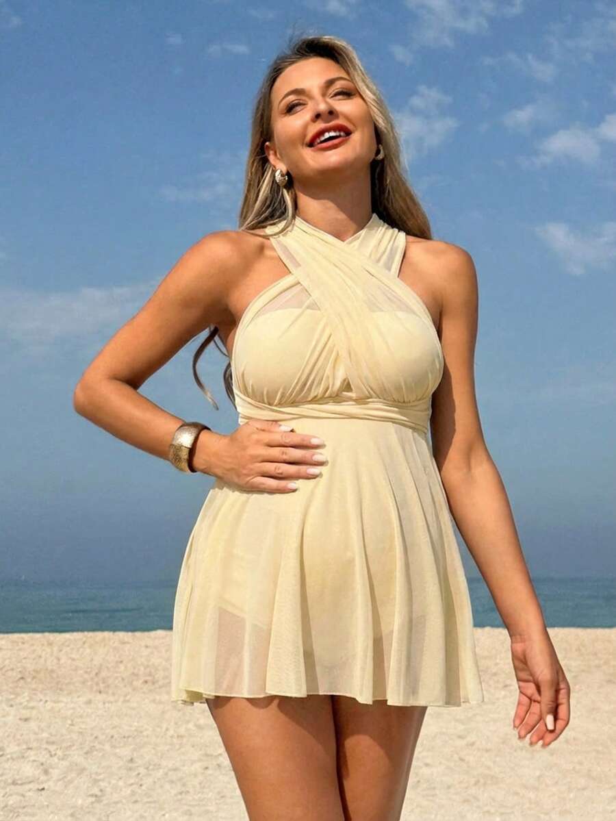 Maternity Pleated Jacquard Shorts - Boho Y2K High Waist Lightweight Casual Beach Daily