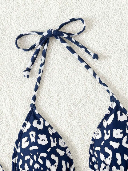 Swim Vcay 1pc Women's Leopard Print Halter Bikini Top For Summer Beach Vacation