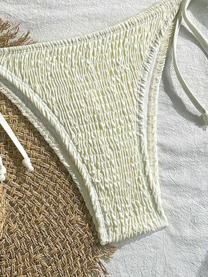 Swim Vcay Solid Color Halter Twist Bikini Two Pieces Swimwear, Suitable For Summer