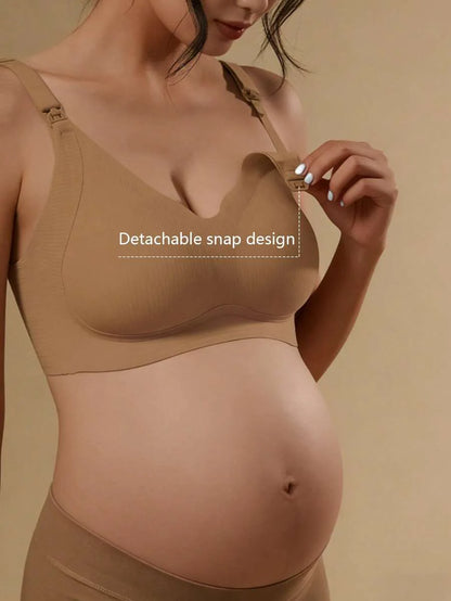 Maternity Nursing Bra Wireless Anti Sagging Postpartum Breastfeeding Bra Clip Open Lift Support Bra