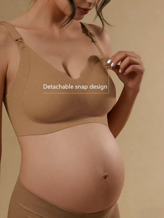 Maternity Nursing Bra Wireless Anti Sagging Postpartum Breastfeeding Bra Clip Open Lift Support Bra