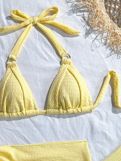 Swim Vcay 2026 New Spring/Summer 3 Pieces Women Yellow Swimwear & Shorts Beach Vacation Elegant Swim