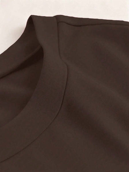 Brown Colorblock Rib-Knit Maternity Tunic Dress - Slim Fit Short Sleeve Round Neck Casual Sporty Summer Maternity Mini Dress