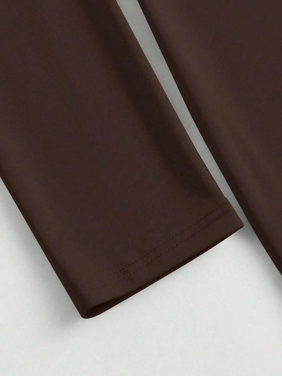 Brown Colorblock Rib-Knit Maternity Tunic Dress - Slim Fit Short Sleeve Round Neck Casual Sporty Summer Maternity Mini Dress