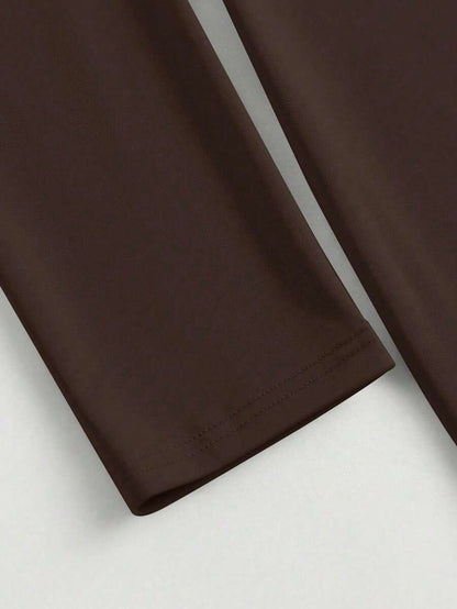 Brown Colorblock Rib-Knit Maternity Tunic Dress - Slim Fit Short Sleeve Round Neck Casual Sporty Summer Maternity Mini Dress