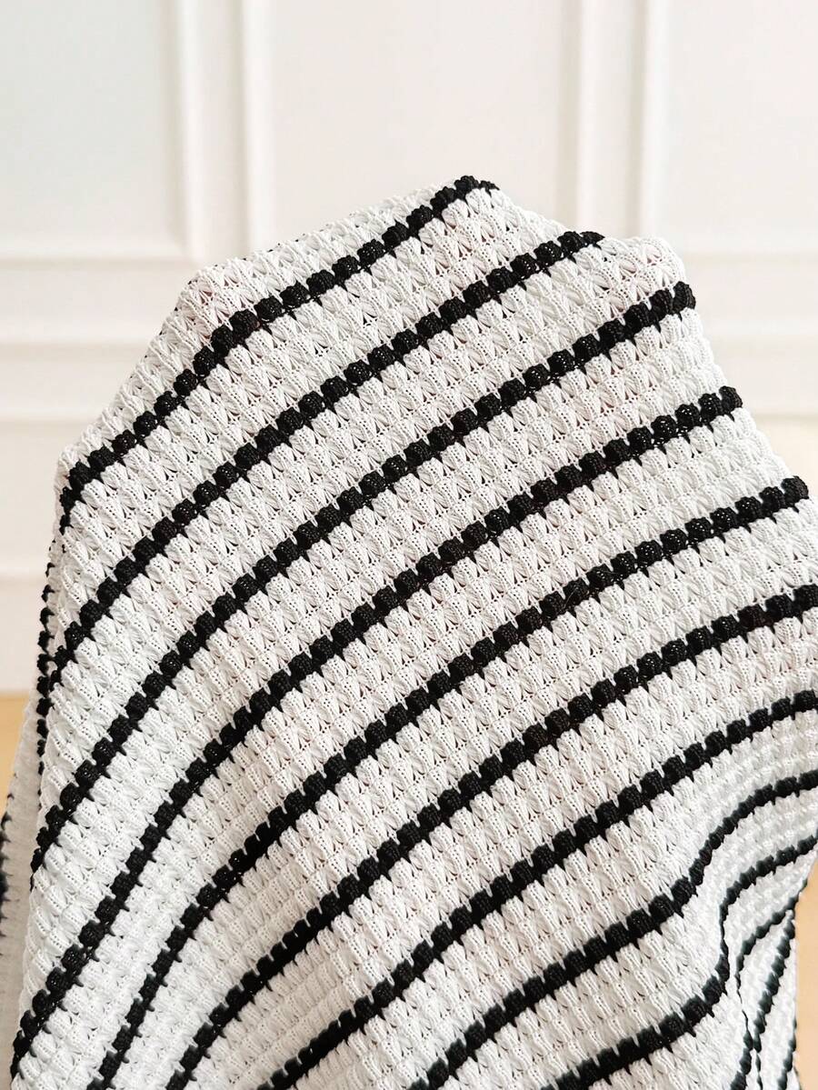 Plus Size Maternity Striped 2-Piece Set - Camisole & Shorts, Spaghetti Strap, Black and White