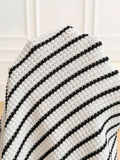 Plus Size Maternity Striped 2-Piece Set - Camisole & Shorts, Spaghetti Strap, Black and White