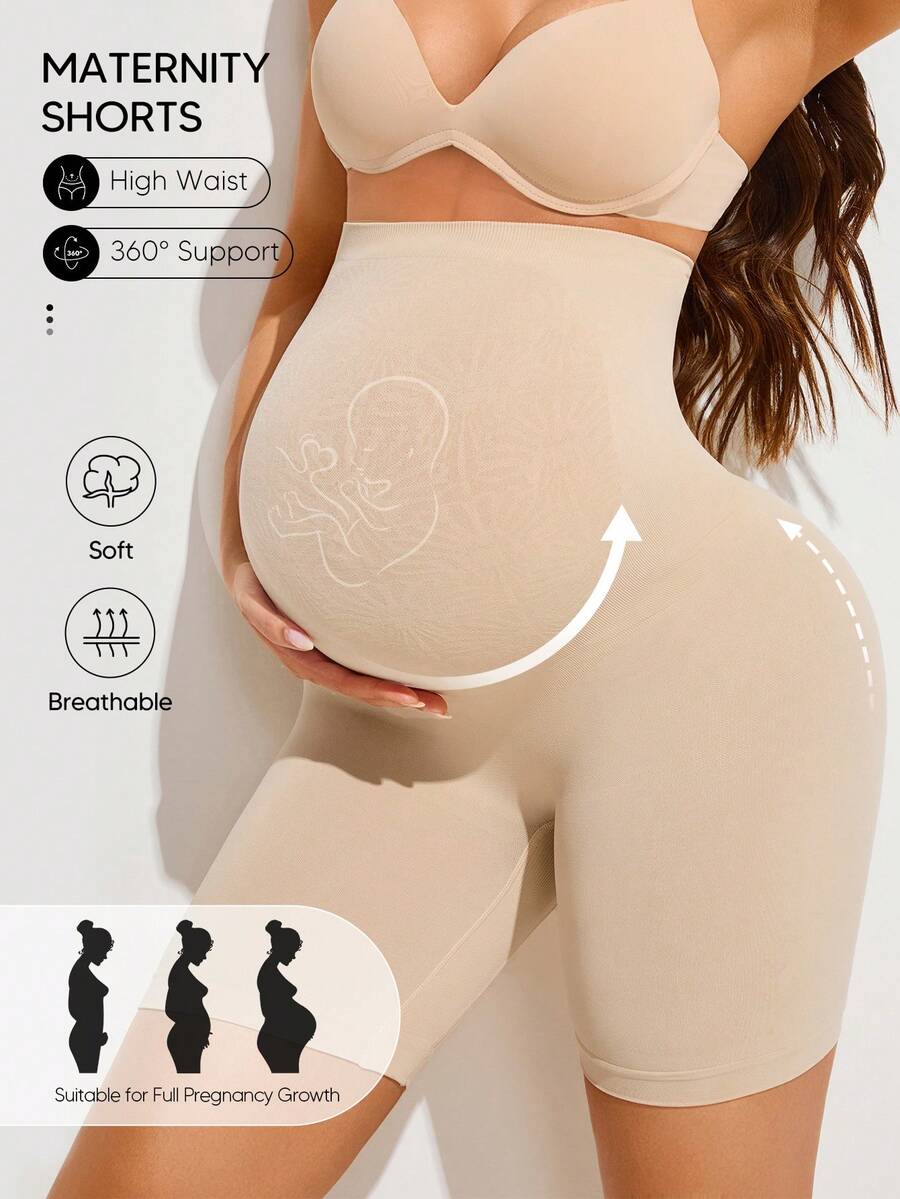 Maternity Support Shorts - High Waist Expandable Belly Panel Christmas Edition, Pregnancy