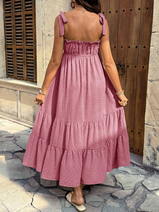 Pregnant Women's Jacquard Pleated Knotted Shoulder Casual Party Outing Camisole Dress