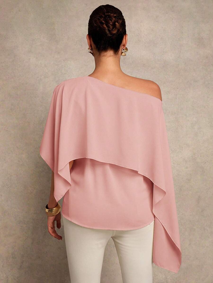 Maternity Shirt - Asymmetrical Neck Twist 2 In 1 Elegant, Apricot
