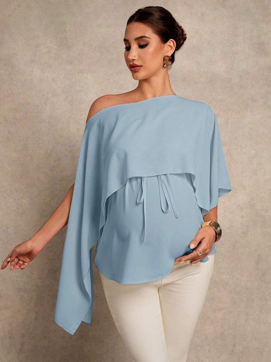Maternity Shirt - Asymmetrical Neck Twist 2 In 1 Elegant, Apricot