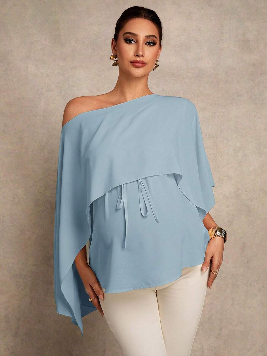 Maternity Shirt - Asymmetrical Neck Twist 2 In 1 Elegant, Apricot