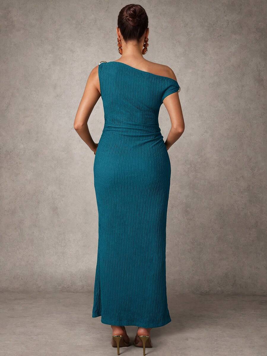 Maternity Casual Oblique Shoulder Sleeveless Long Dress Elegant Dresses Baby Shower Pregnancy Photoshoot Green Pregnant Bump Friendly