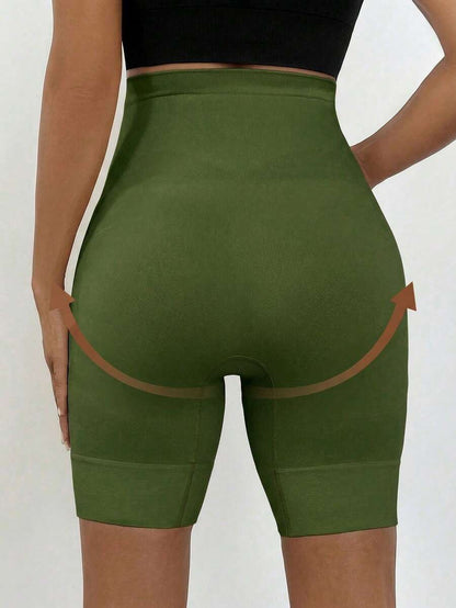 Plus Size Seamless Maternity Shapewear Shorts - High Waist Anti-Chafing Brown