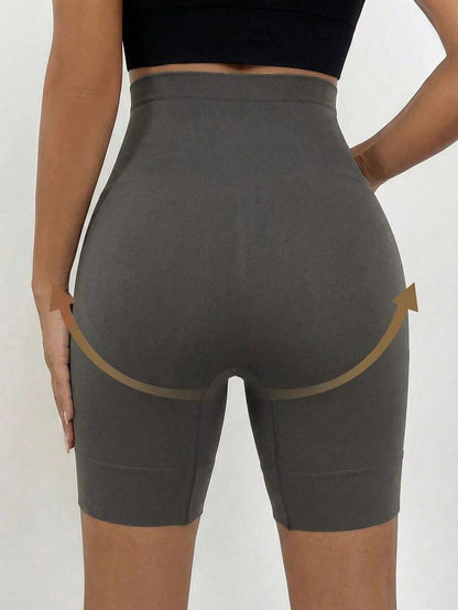 Plus Size Seamless Maternity Shapewear Shorts - High Waist Anti-Chafing Brown