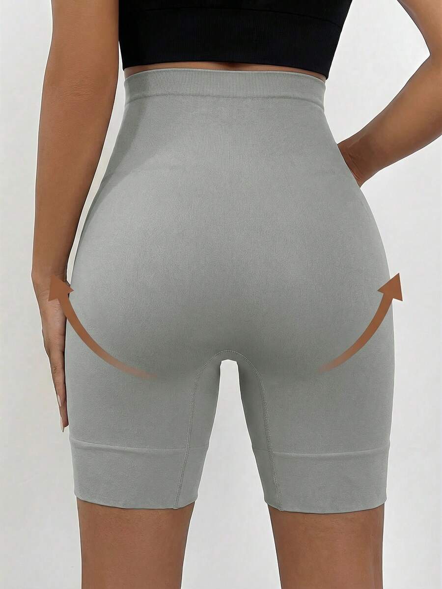 Plus Size Seamless Maternity Shapewear Shorts - High Waist Anti-Chafing Brown