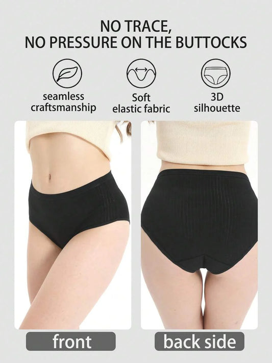 Soft Light Rule 10-Pack High-Waisted Ribbed Women's Briefs - Maternity-Friendly Plus Size