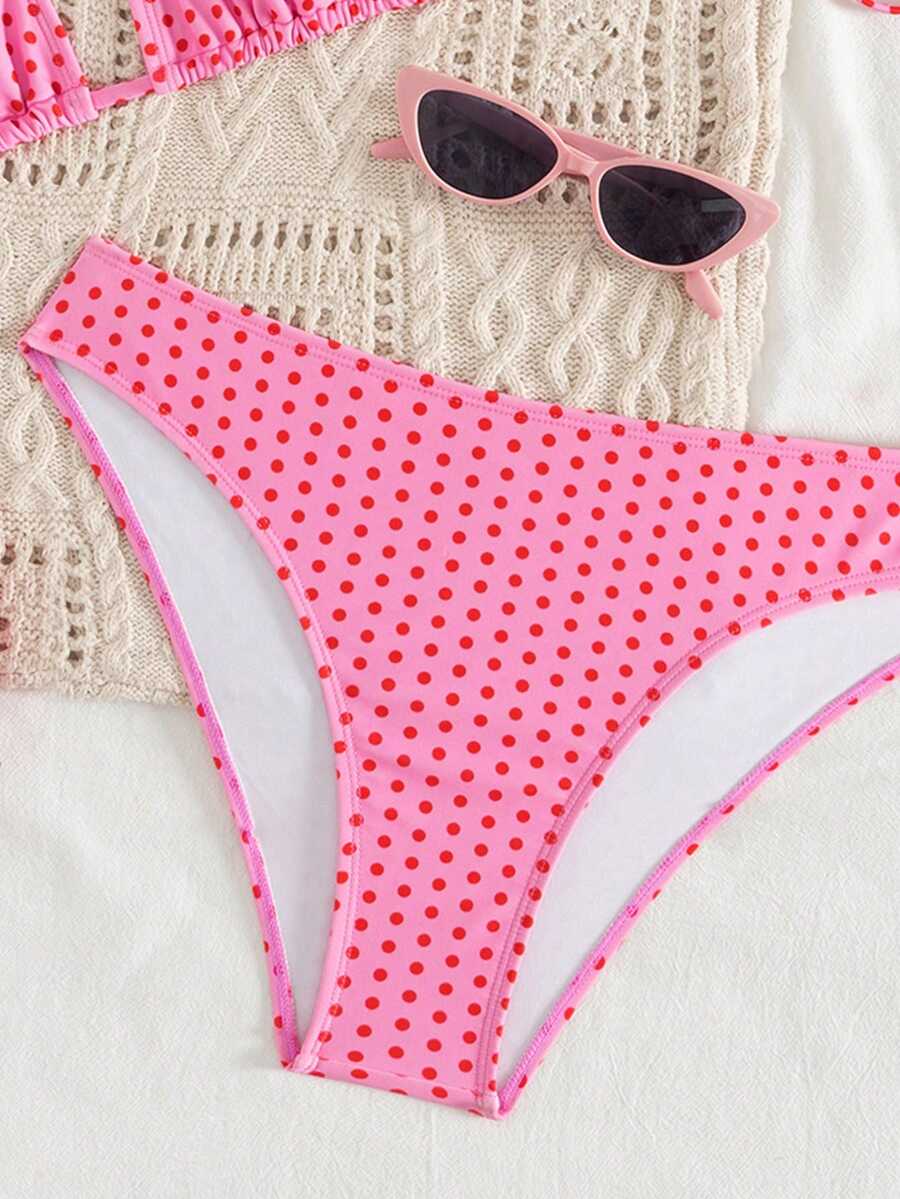 Swim Vcay Women's Summer New Contrast Color Striped Sexy Halter Triangle Cup Bikini Set