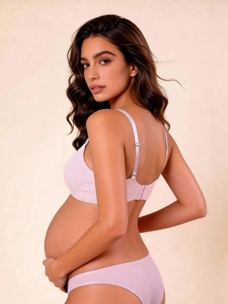 Maternity Seamless Nursing Bra - Light Pink Wireless Adjustable Straps Breastfeeding, Postpartum