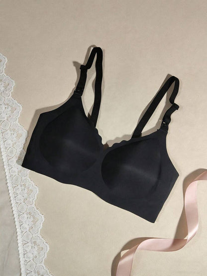 White Seamless Nursing Bra for Pregnancy & Postpartum, Wireless Backless Maternity Bralette with Adjustable Straps & Light Support