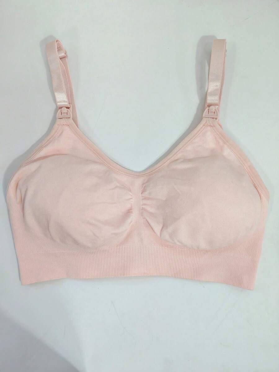 Maternity Seamless Nursing Bra - Light Pink Wireless Adjustable Straps Breastfeeding, Postpartum