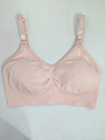Maternity Seamless Nursing Bra - Light Pink Wireless Adjustable Straps Breastfeeding, Postpartum