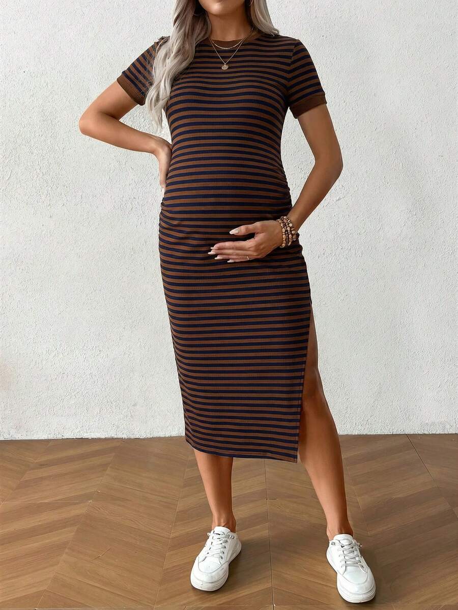 Maternity Geometric Print Backless Cami Dress Navy Blue Spaghetti Strap Boho Mini Beach Vacation Sun Dress