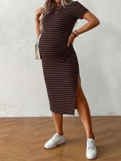 Maternity Geometric Print Backless Cami Dress Navy Blue Spaghetti Strap Boho Mini Beach Vacation Sun Dress