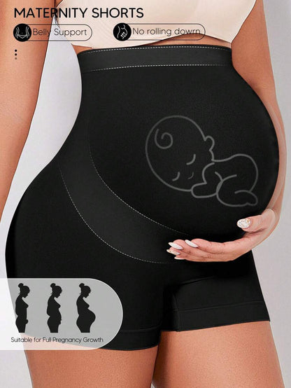 Maternity High Waist Belly Support Shorts - Expandable Panel Yoga Activewear